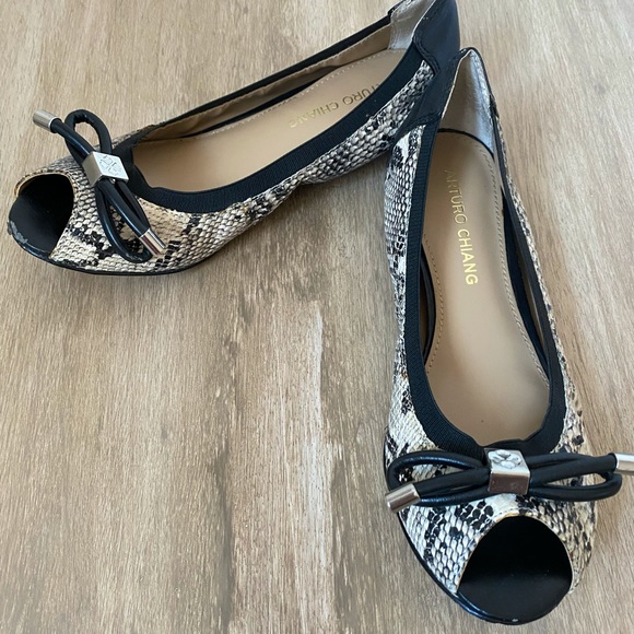 Arturo Chiang Peep toe leather ballerina flats - Picture 6 of 6